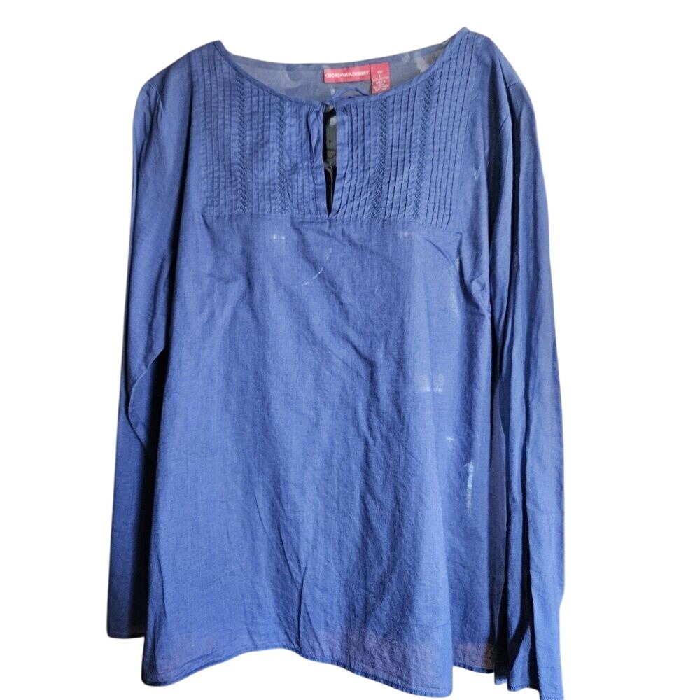 Gloria Vanderbilt Women's L Navy Blue Cotton Long Sleeve Lightweight Tunic
